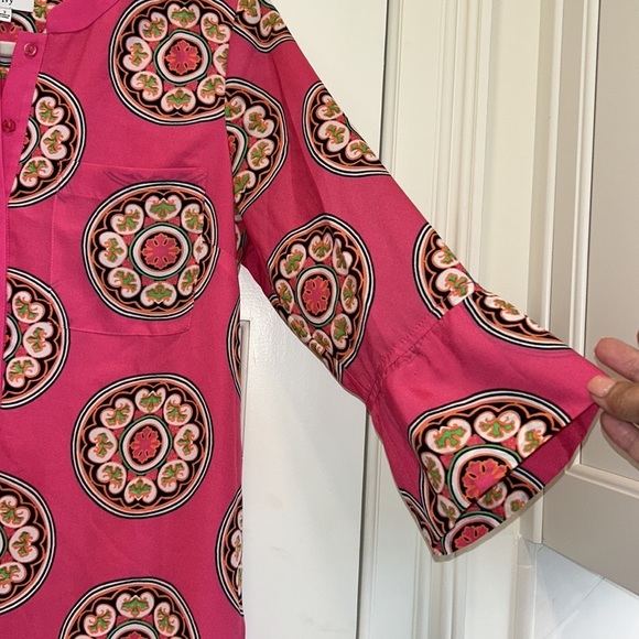 Crown & Ivy Pink Polyester Print Work Sheath Dress sz.2 - Picture 3 of 9